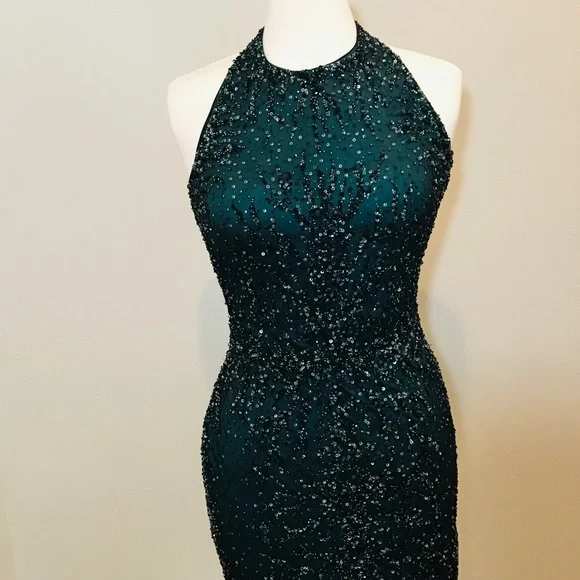 green emerald velvet dress Aidan Mattox 54473360 - Long Sheath Dress